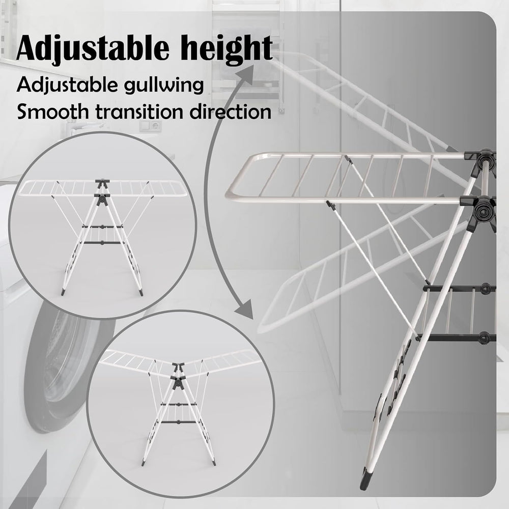 Maomo Foldable Clothes Drying Rack, Double-Sided Gullwing Laundry Drying Stan...