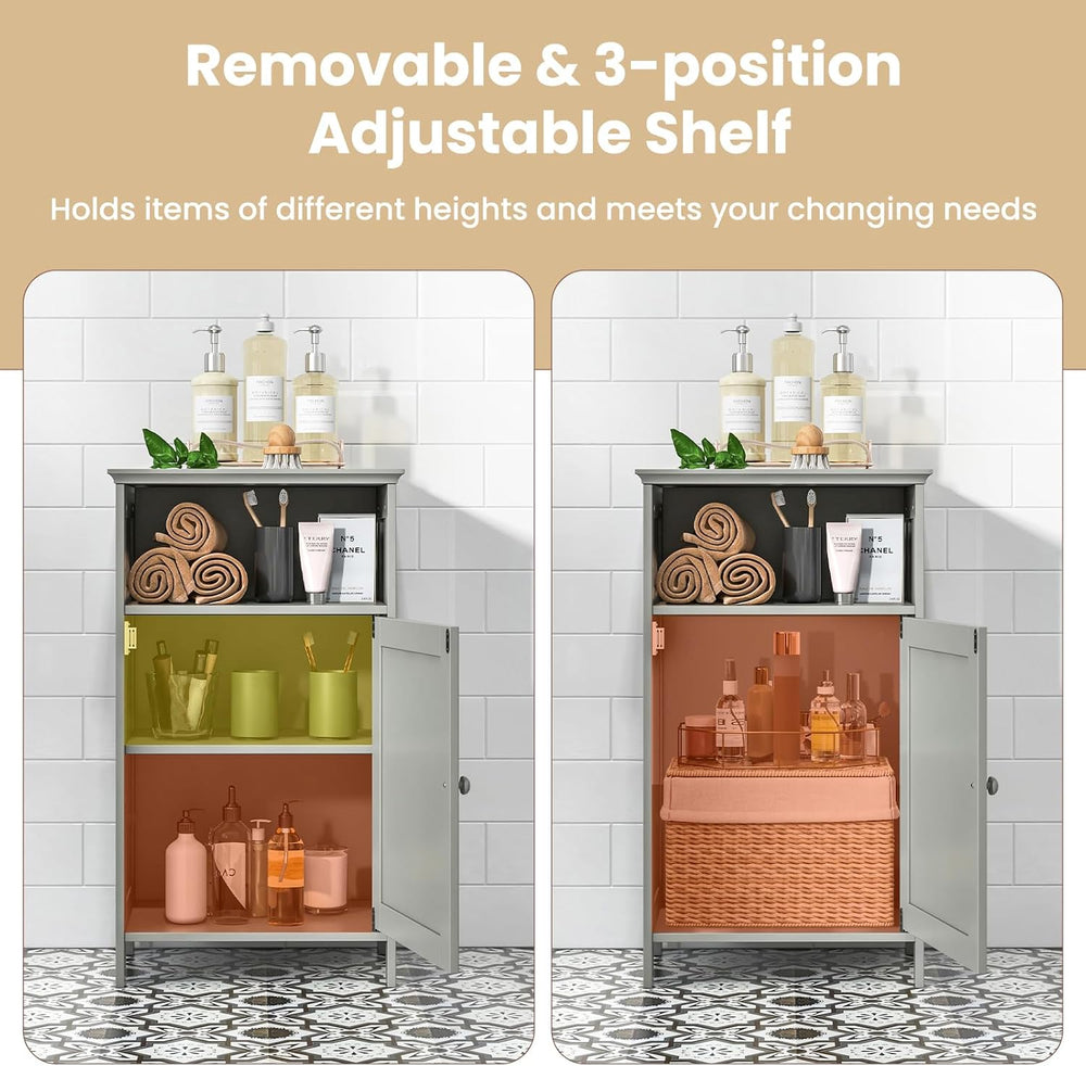 Tangkula Bathroom Storage Cabinet, Freestanding Wooden Single Door Side Floor...
