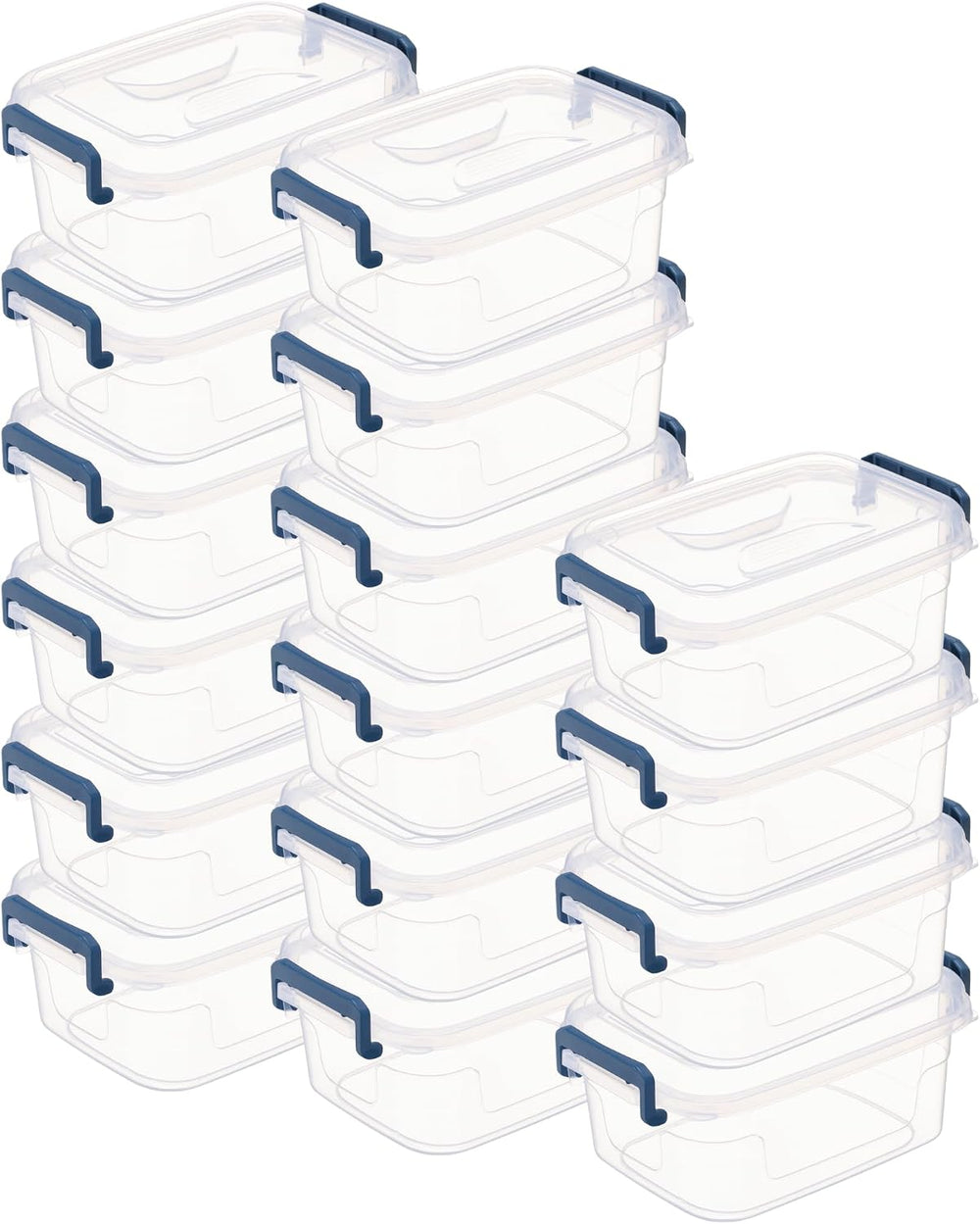 Tribello Small Clear Storage Bins with Lids, Bulk 16-Pack Stackable Plastic S...
