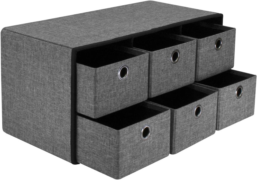 Sorbus Storage Ottoman with Drawers, Collapsible Bench