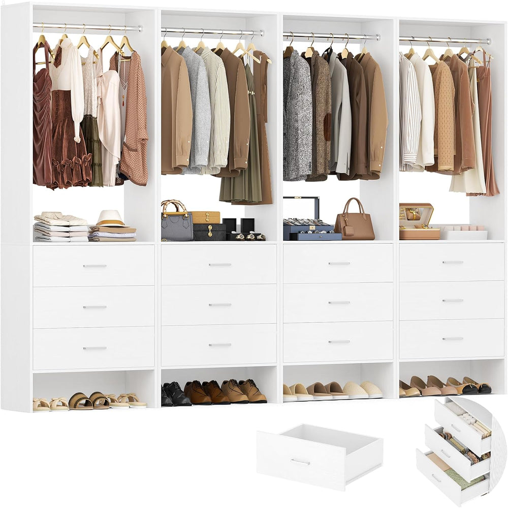 Aheaplus Closet System Closet Organizer, 7.2FT Closets, Set of 4，White