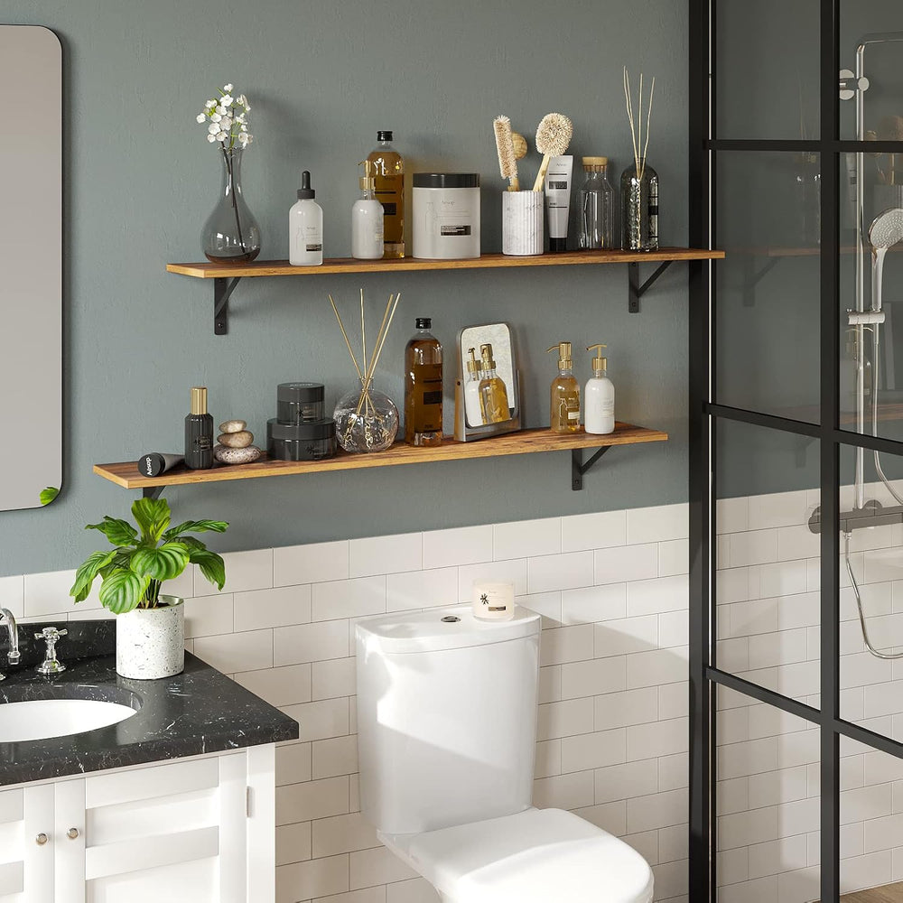 DINZI LVJ Long Wall Shelves, 47.3Inch Wooden Floating Shelves with Brackets