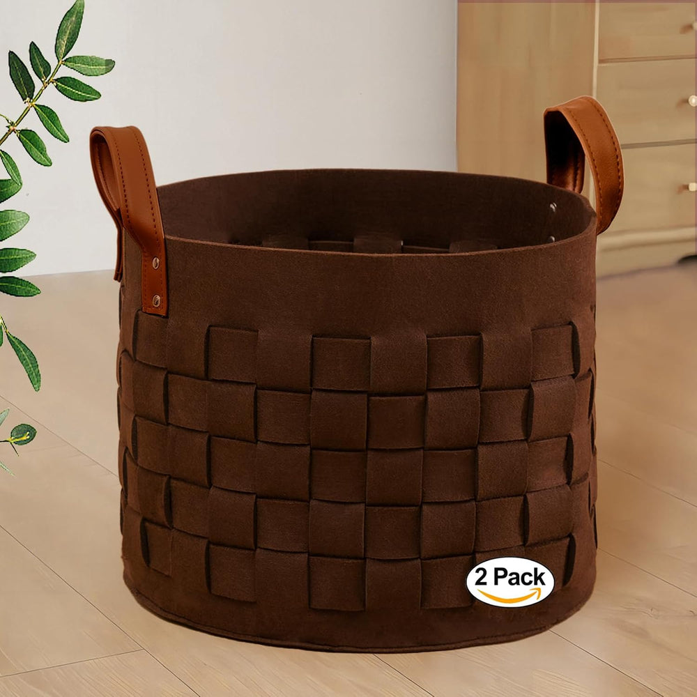 boldmonkey Blanket Basket 15 " x15 x13 2 Pack, Fabric Large Basket with ...