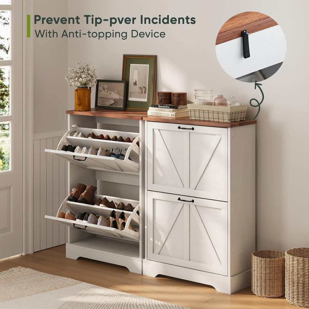 Smart FENDEE Shoe Cabinet, Shoe Storage Cabinet for Entryway with 2 Flip Draw...