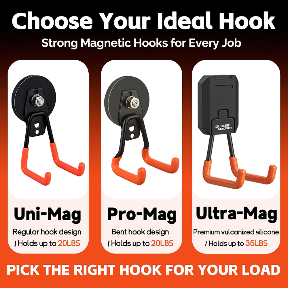 Pro-Mag Upgraded Heavy Duty Magnetic Garage Hooks,4 Pack Strong Large Magnet ...