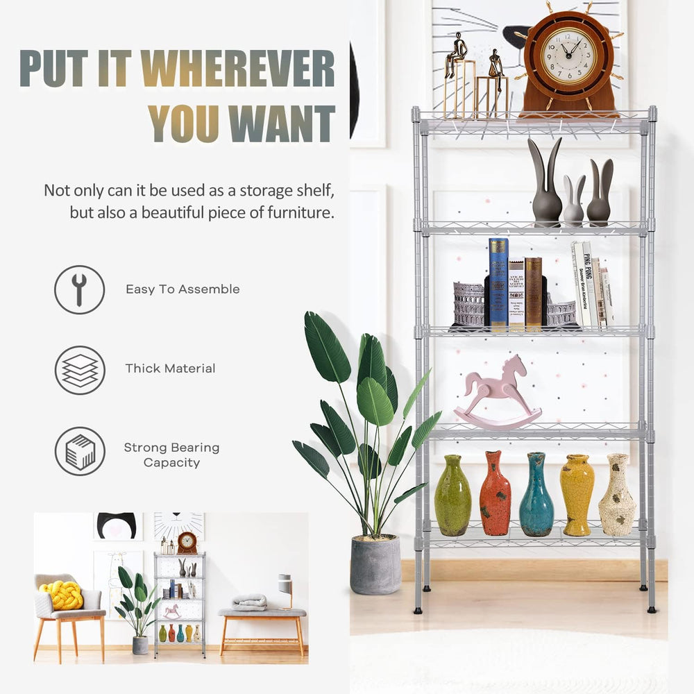 NChanmar 5-Tier Metal Shelving Unit Storage Shelves Metal Shelves 48"x21...