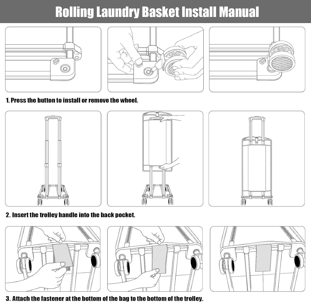 Bukere Rolling Laundry Hamper with Wheels, Large 90L Freestanding Collapsible...