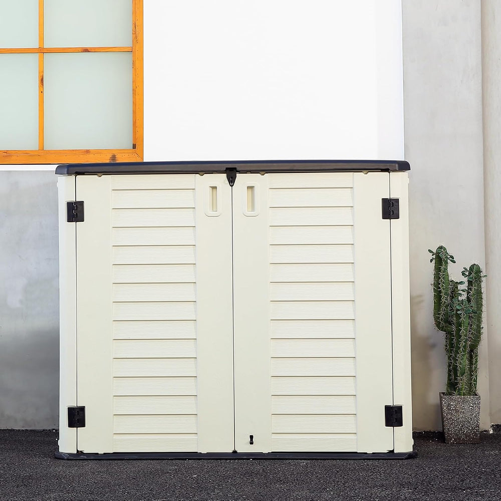 Mrosaa Outdoor Patio Storage Shed,Waterproof Horizontal Outdoor Storage Cabin...