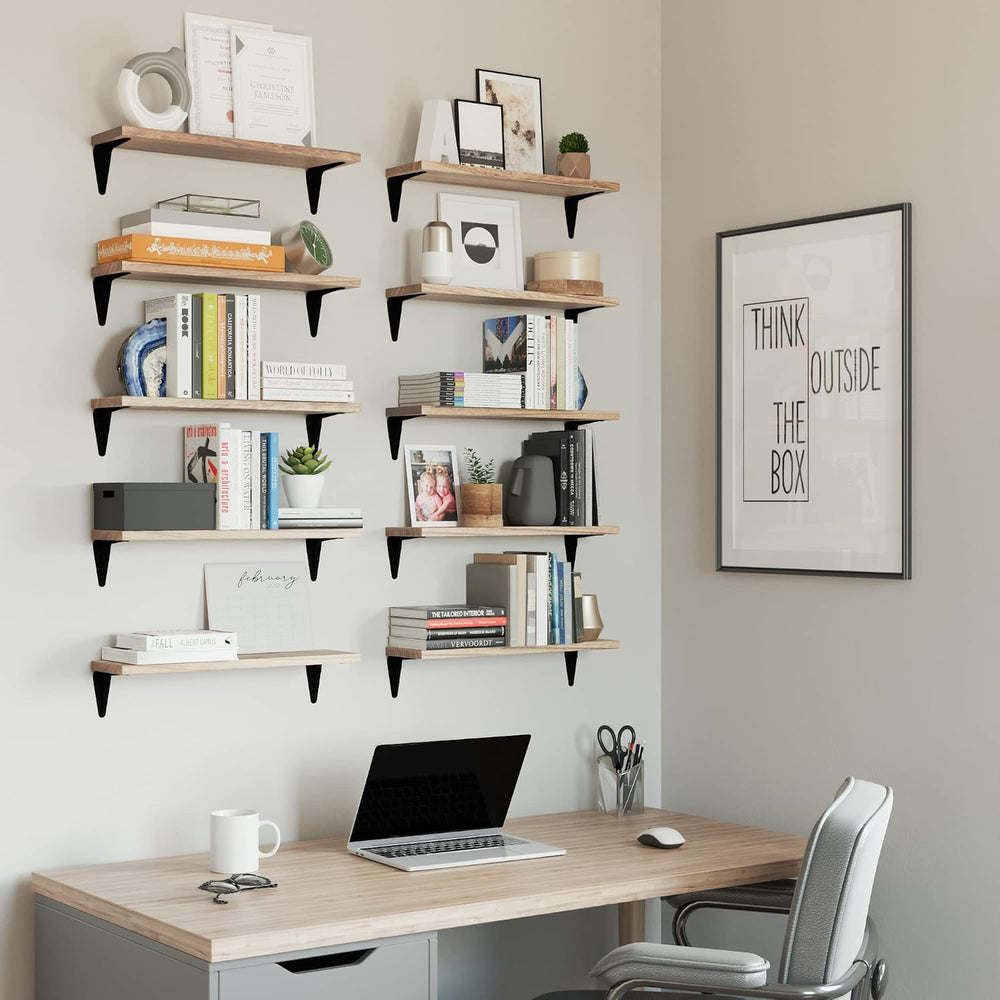Wallniture Arras Wood Floating Shelves for Wall Storage, Small Bookshelf, Han...