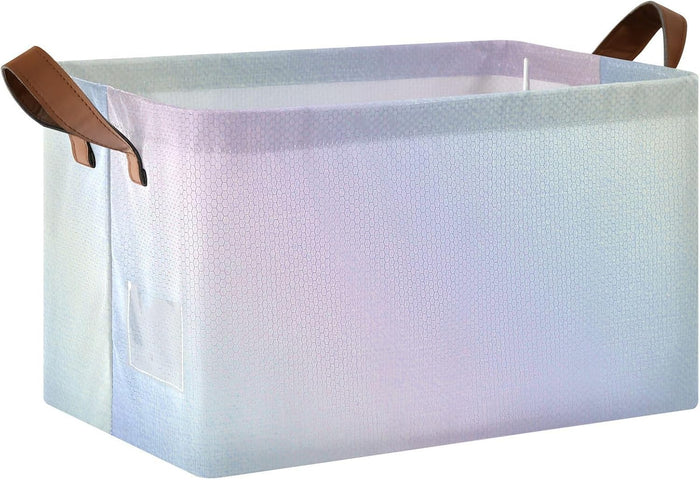 CEBUGI Iridescent Gradient 2 Pack Large Waterproof Collapsible Storage Bin Foldable Canvas Fabric Open Storage Basket Cube Box with Iron Frame