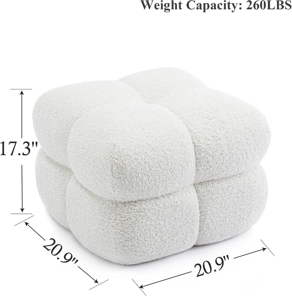 21" W Pouf Ottoman Foot Rest, Large Square Foot Stool for Couch, Upholst...