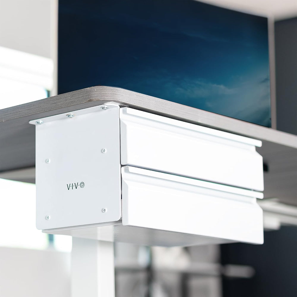 VIVO 16 inch Slide Out Dual Tier Desk Drawer, Under Desk 2 Layer Storage, Whi...