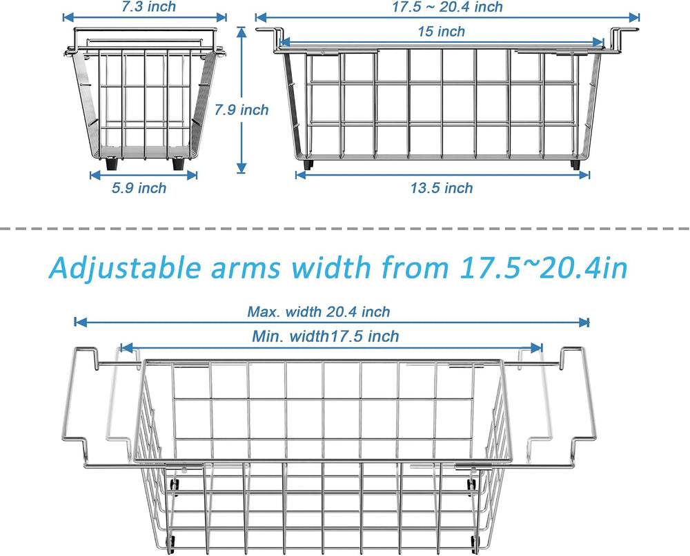 SANNO Chest Freezer Baskets, Stainless Steel Storage Organizer Bins with Stur...