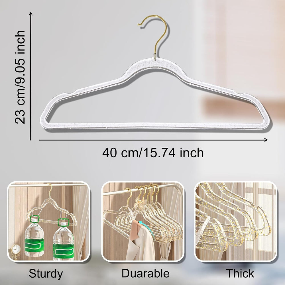 VSV stoage Clear Clothes Hangers 16", 40 Pack Plastic Coat Hanger for Ad...