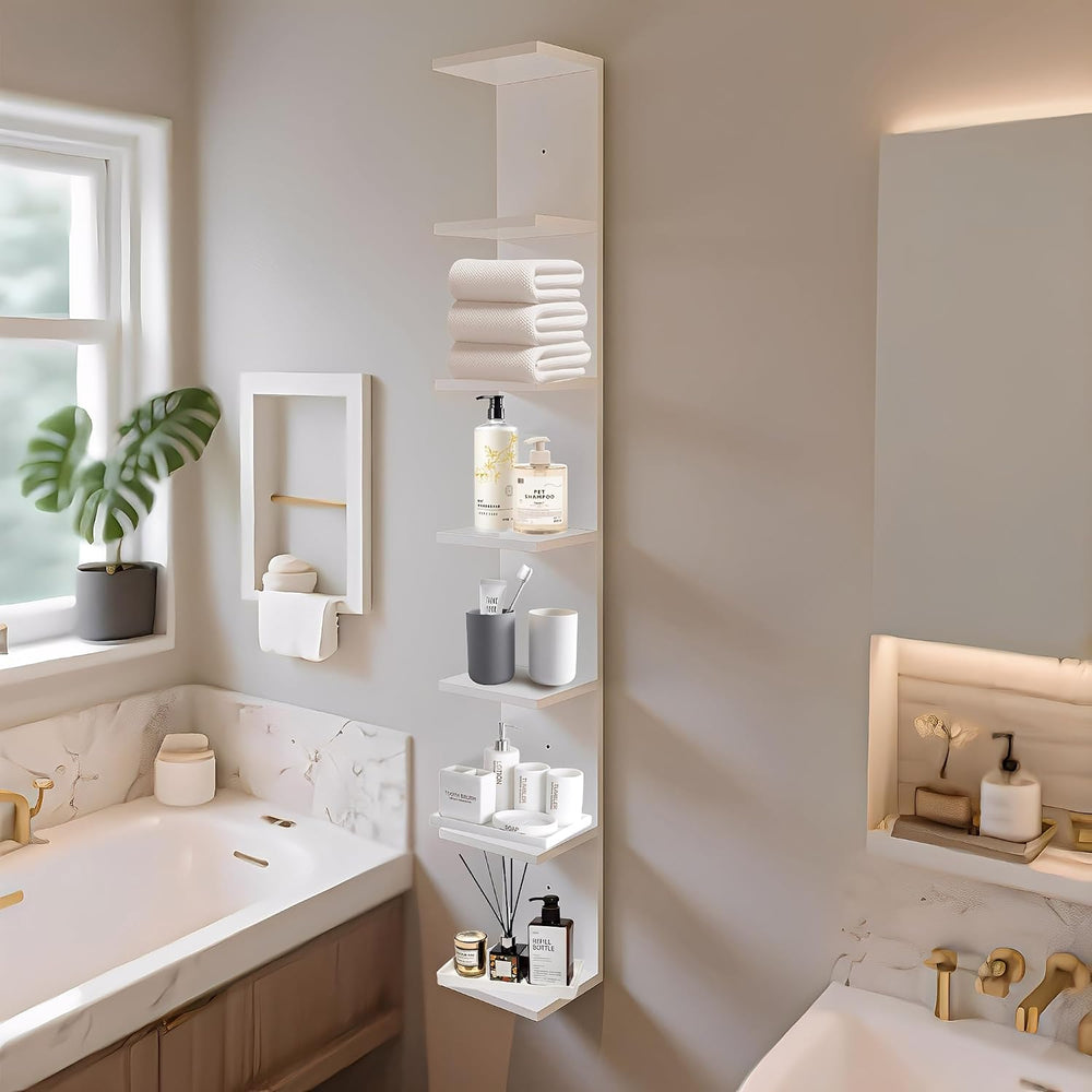 7 Tier Wall Shelf Unit,Vertical Column Floating Storage Home Decor Organizer,...
