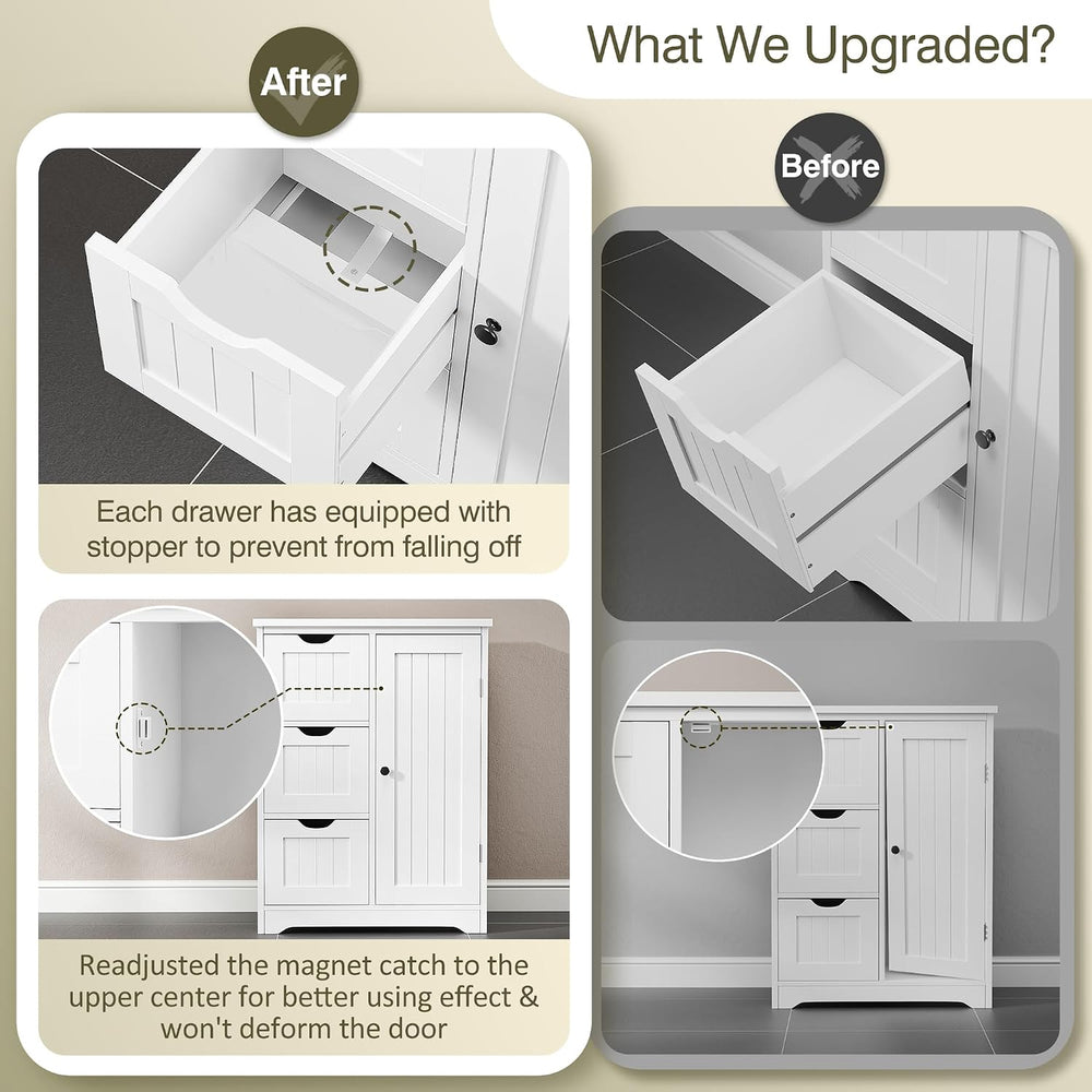 SUPER DEAL Bathroom Storage Cabinet with 3 Drawers and 1 Door, Entryway Home ...