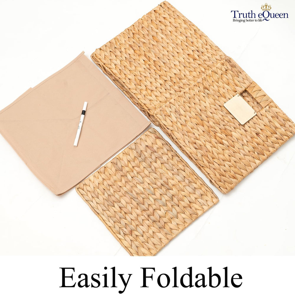 Water Hyacinth Storage Baskets Set of 4, 12x12x12 Wicker Cube Storage Bins fo...
