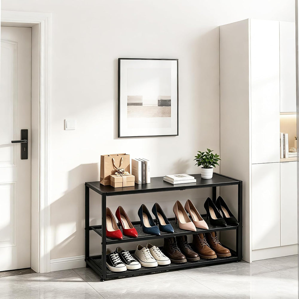 Expandable Shoe Rack,3 Tier Adjustable Metal Shoe Shelf for Closet, Sturdy Fr...