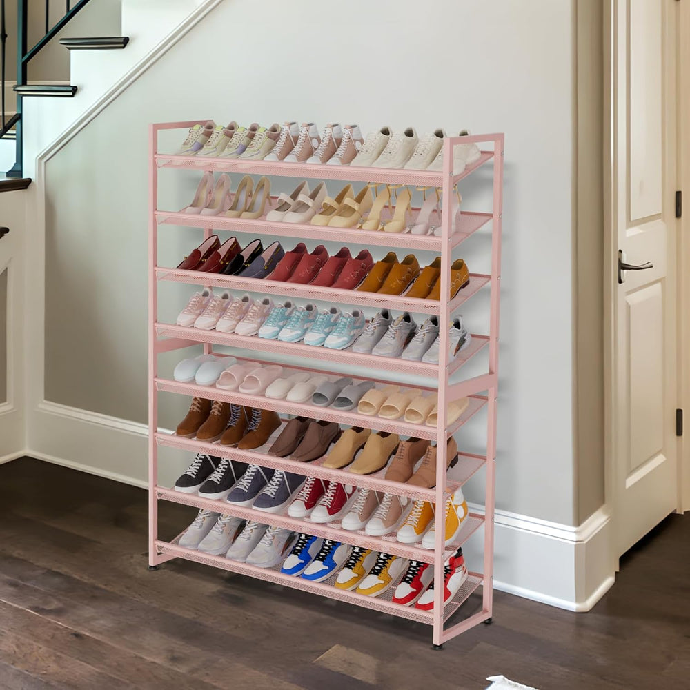 Large Shoe Rack 8 Tier Shoe Organizer, Heavy Duty Metal 4-Tier Stackable Shoe...