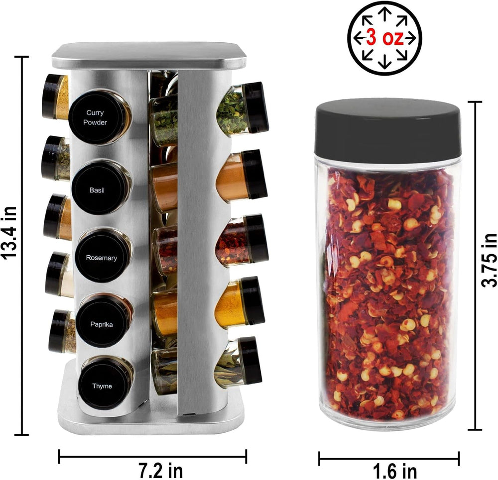 Orii 20 Jar Rotating Spice Rack with Spices Included & 5-Year Free Spice ...