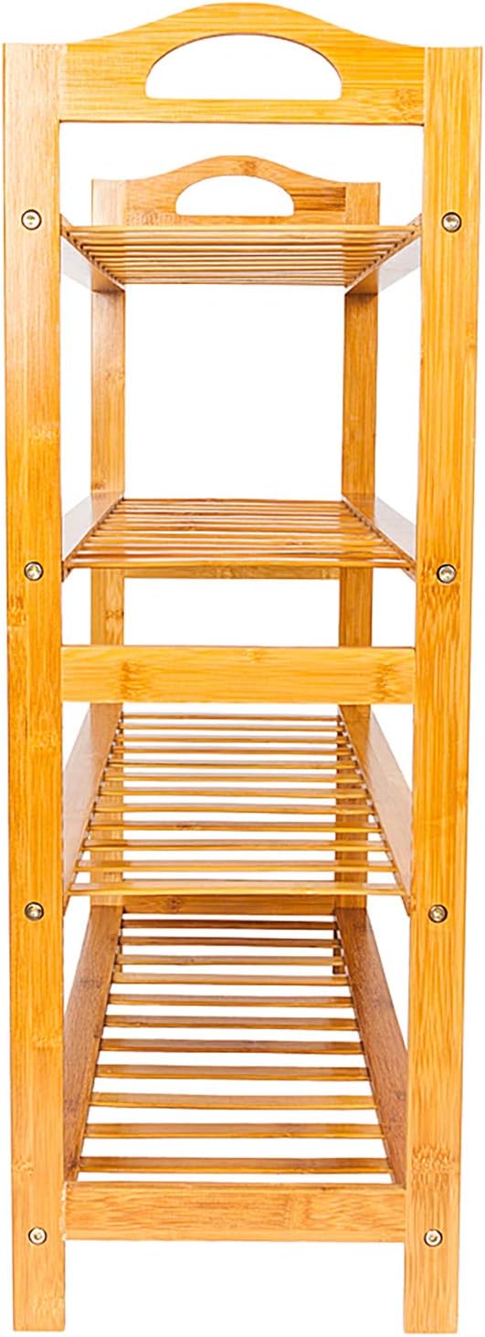 ZYSK 4 Tier Free Standing Bamboo Shoe Rack with Handles,Entryway Shoe Shelf S...