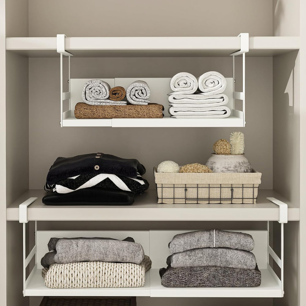 Expandable Under Cabinet Shelf Organizer with 0.94-Inch Thick Clips, Heavy Du...