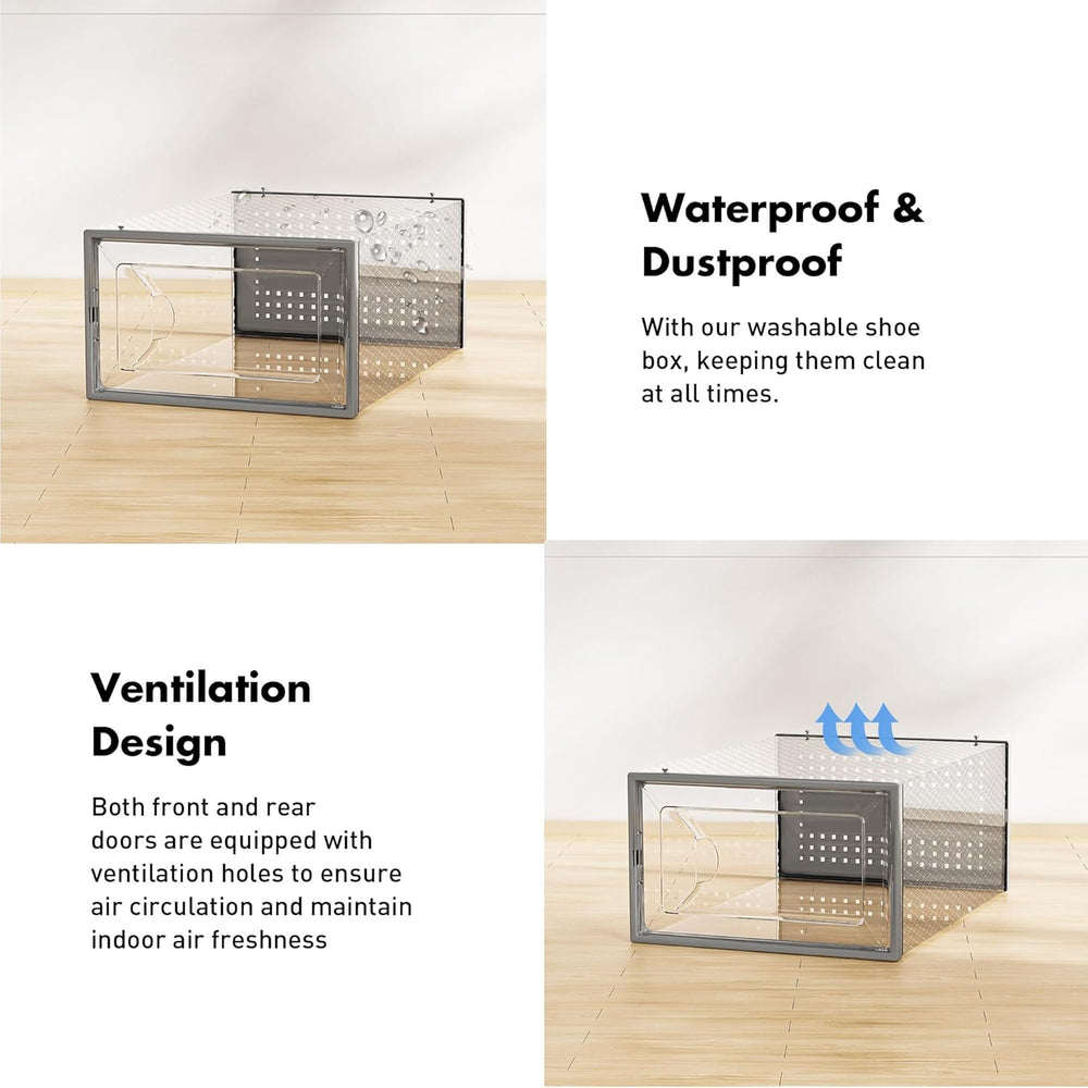 Foluck Shoe Storage Box, 15 Pack Clear Plastic Stackable Organizer for Closet...