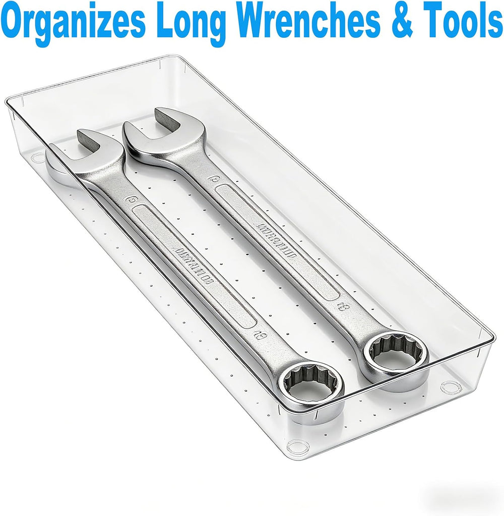 8 Pcs Large Clear Plastic Drawer Organizer,15"x6" Vanity Organizer