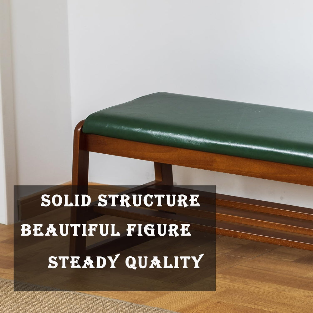 latifolia Shoe Rack Bench, Entryway Bench with Cushion(Green,39.70''L)