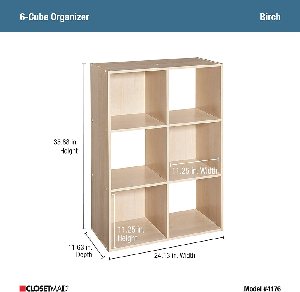 ClosetMaid Cubeicals 6 Cube Storage Shelf Organizer Bookshelf, Stackable, Ver...