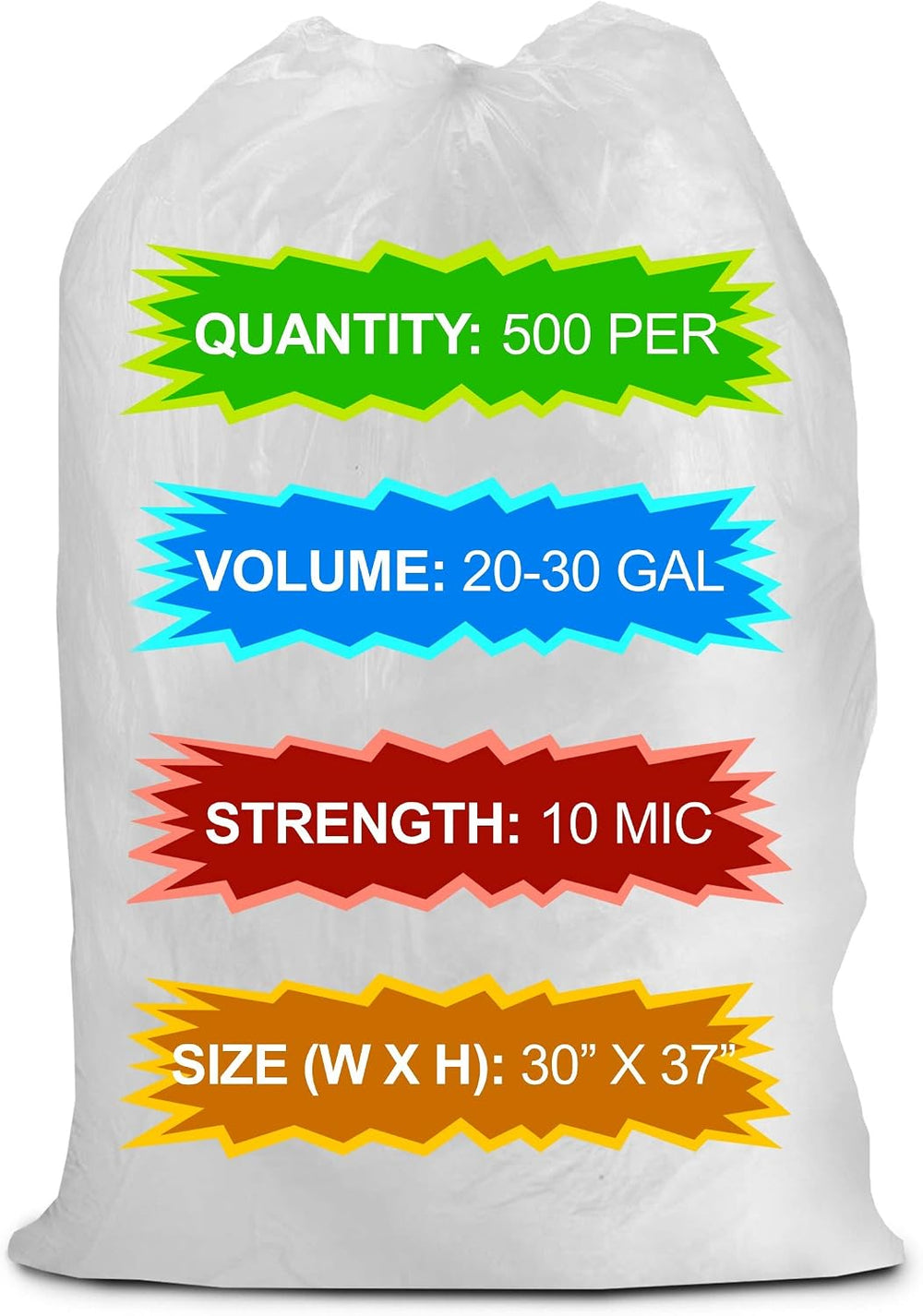 Small, Medium 30” X 37” Clear Trash/Wastebasket Liner, 20-30 Gal Garbage Bags...