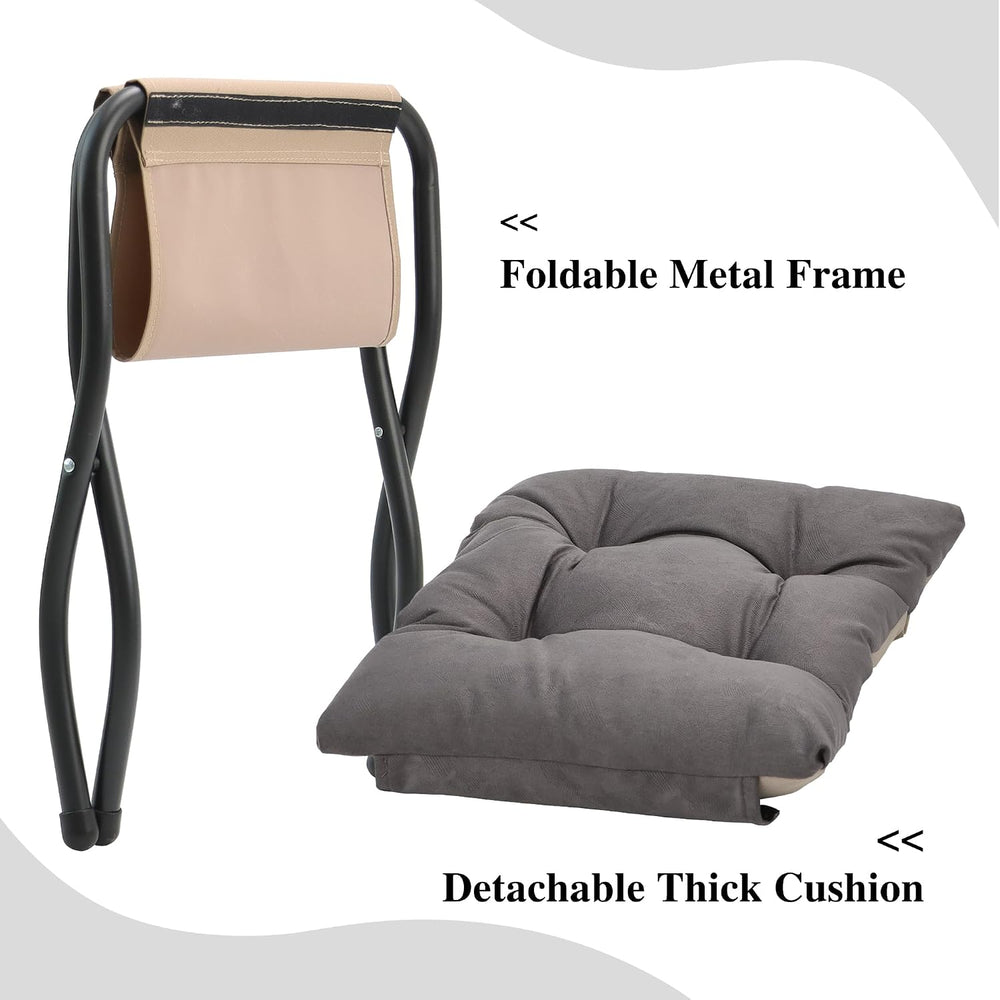 15"(H) Folding Ottoman, Foldable Footrest Stool, Portable Small Foot Sto...