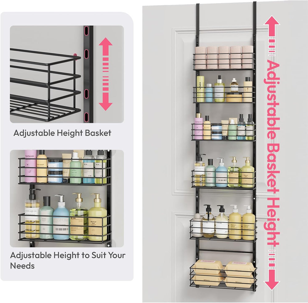 SWTYMIKI Over The Door Organizer - Door Organizer Hanging with 6 Adjustable M...
