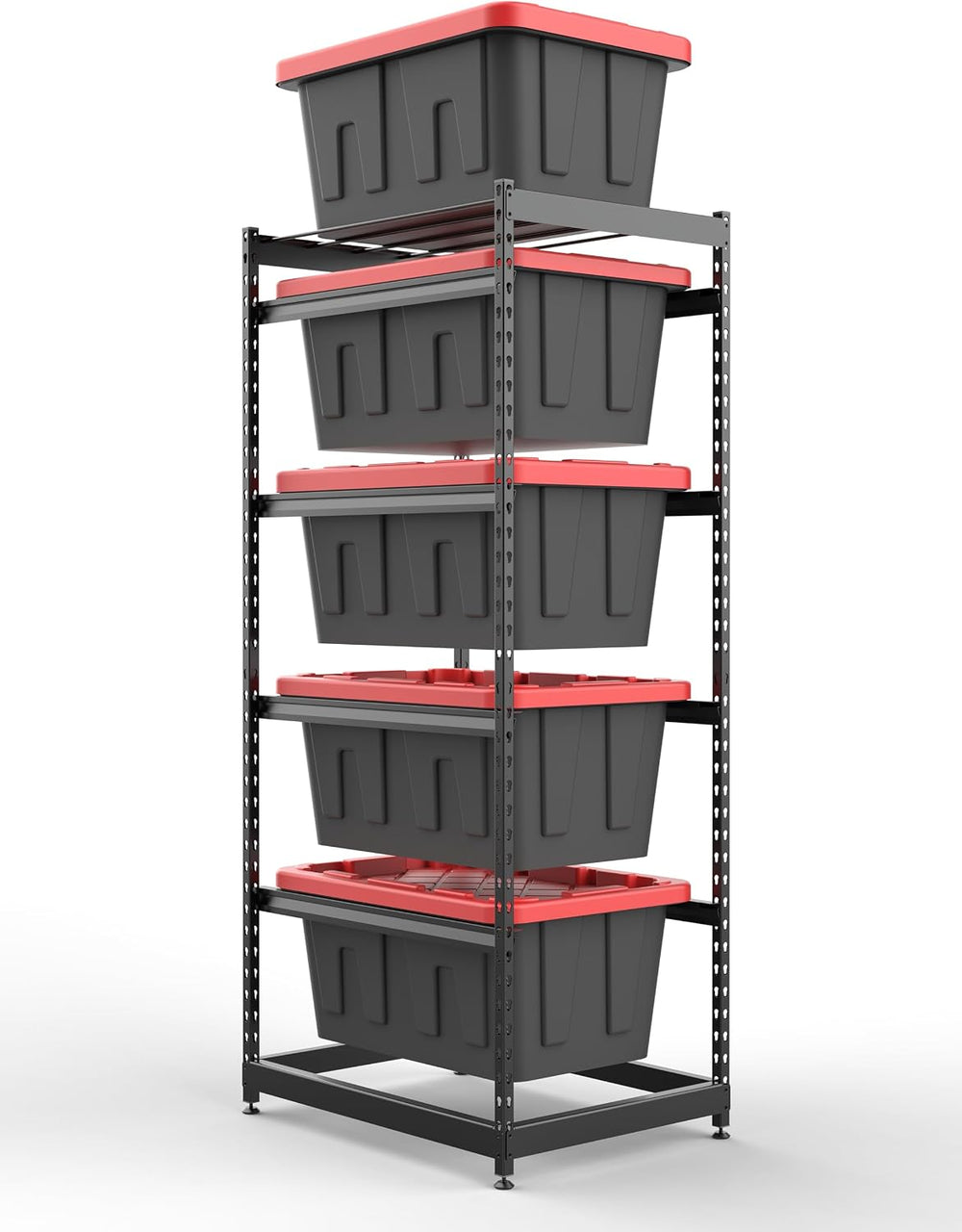 FERO 27 Gallon Storage Bin Rack Organizer, Heavy-Duty Tote Storage Rack, 5-Ti...