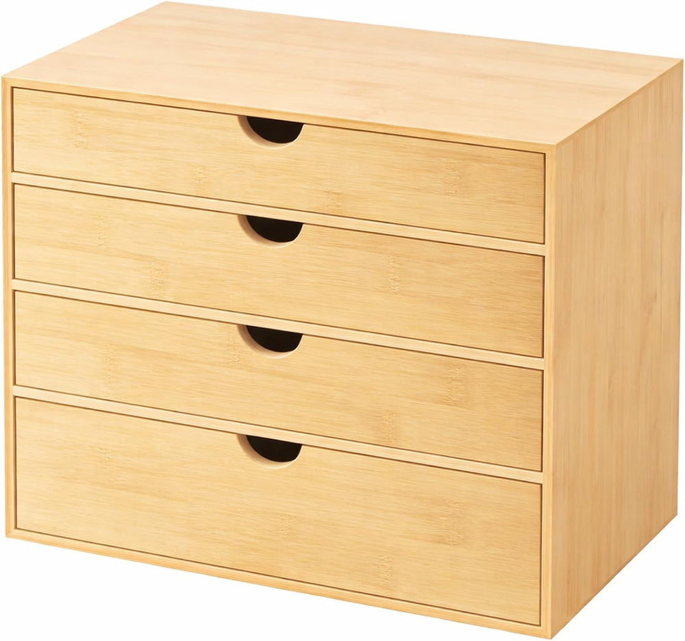 Neando Bamboo Desk Organizer with Drawers, 4-Tier Wooden Desk Organizer, Smal...