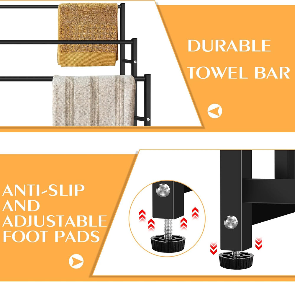 47.6 Inch Tall Free Standing Towel Racks 3 Tier Pool Towel Rack Outdoor Overs...
