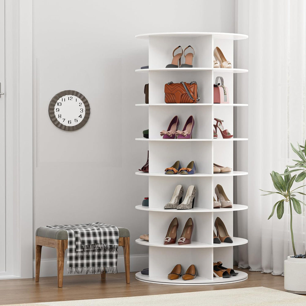 MAGIC UNION 7-Tier Rotating Shoe Rack Tower, White
