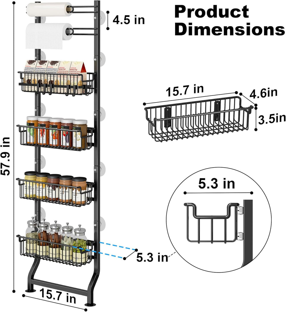 BUKFEN 6-Tier Slim Corner Shelf, Spice Rack Narrow Storage Next to Fridge