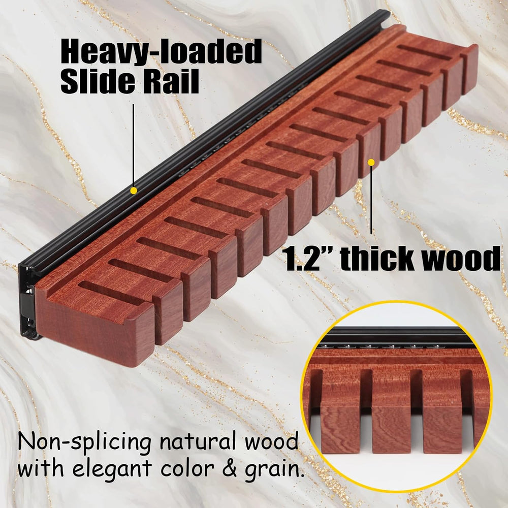 Walnut 14 Belts Organizer with Sliding System
