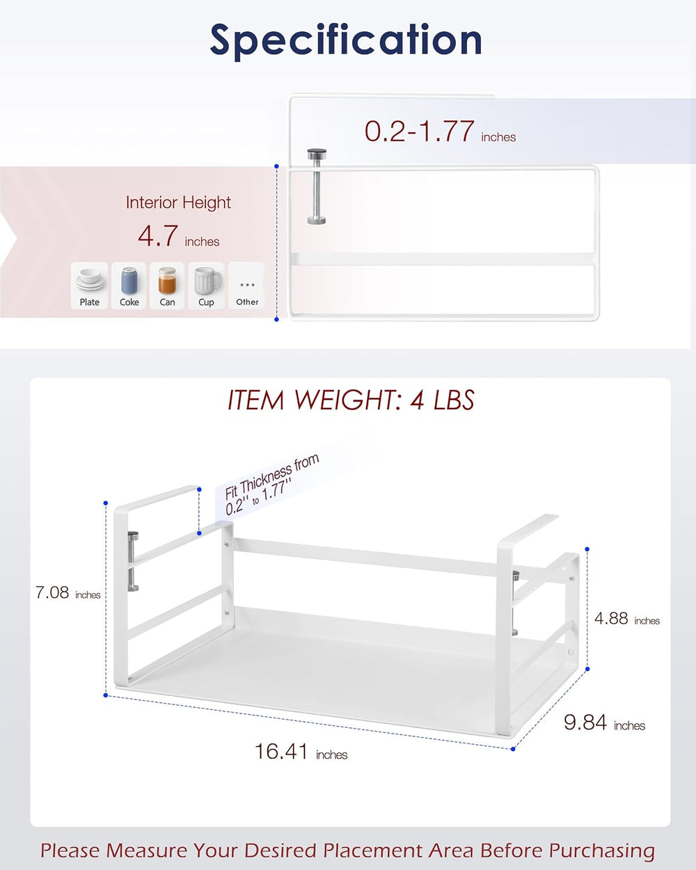 Nxconsu Under Shelf Basket, 2 Pack Under Shelf Storage Organizer, 16.1"
