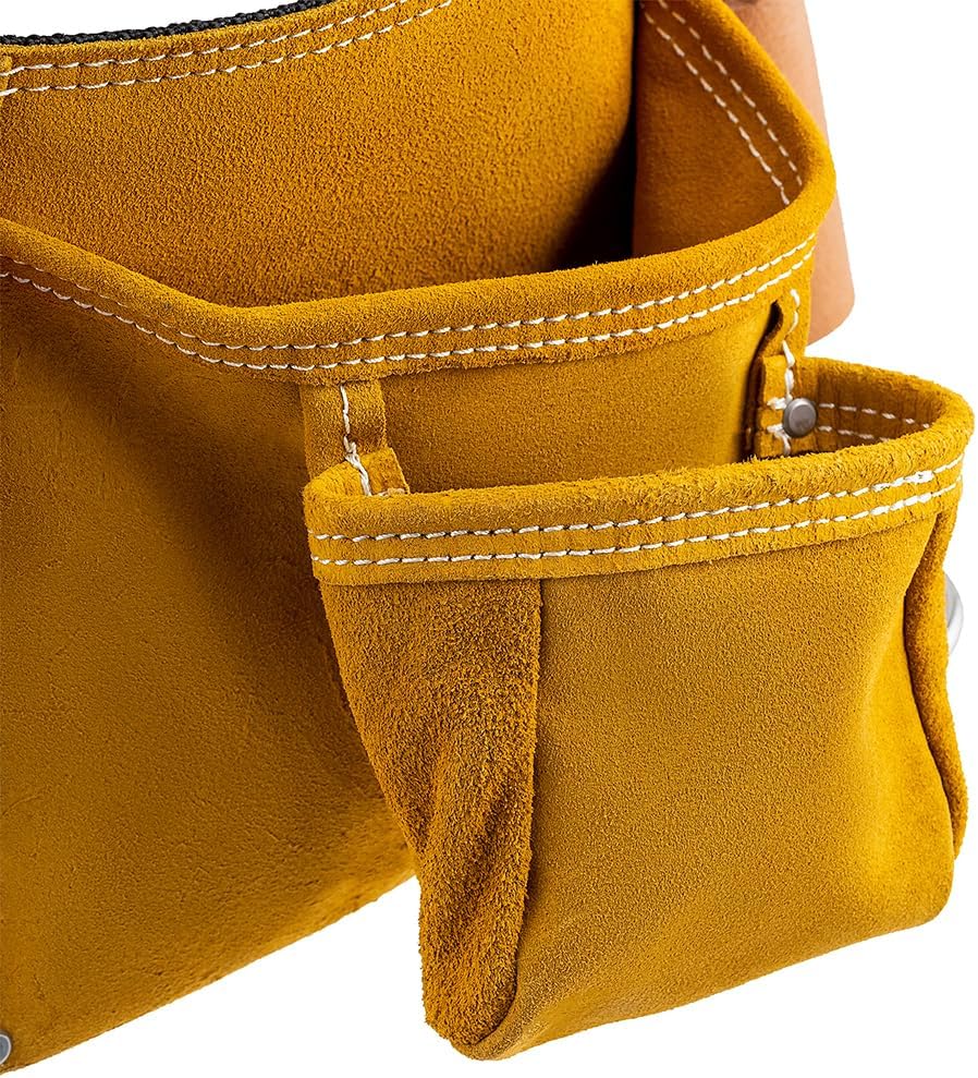 Bucket Boss 3 Tool Bag Suede Leather Tool Apron Tool Belt, with Sewn-On Belt ...