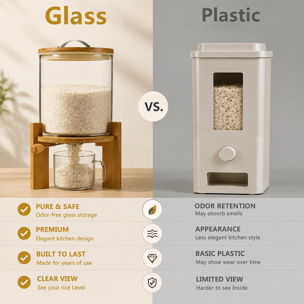 Rice Dispenser, Rice Storage Container：Flour and Cereal Container with Airtig...
