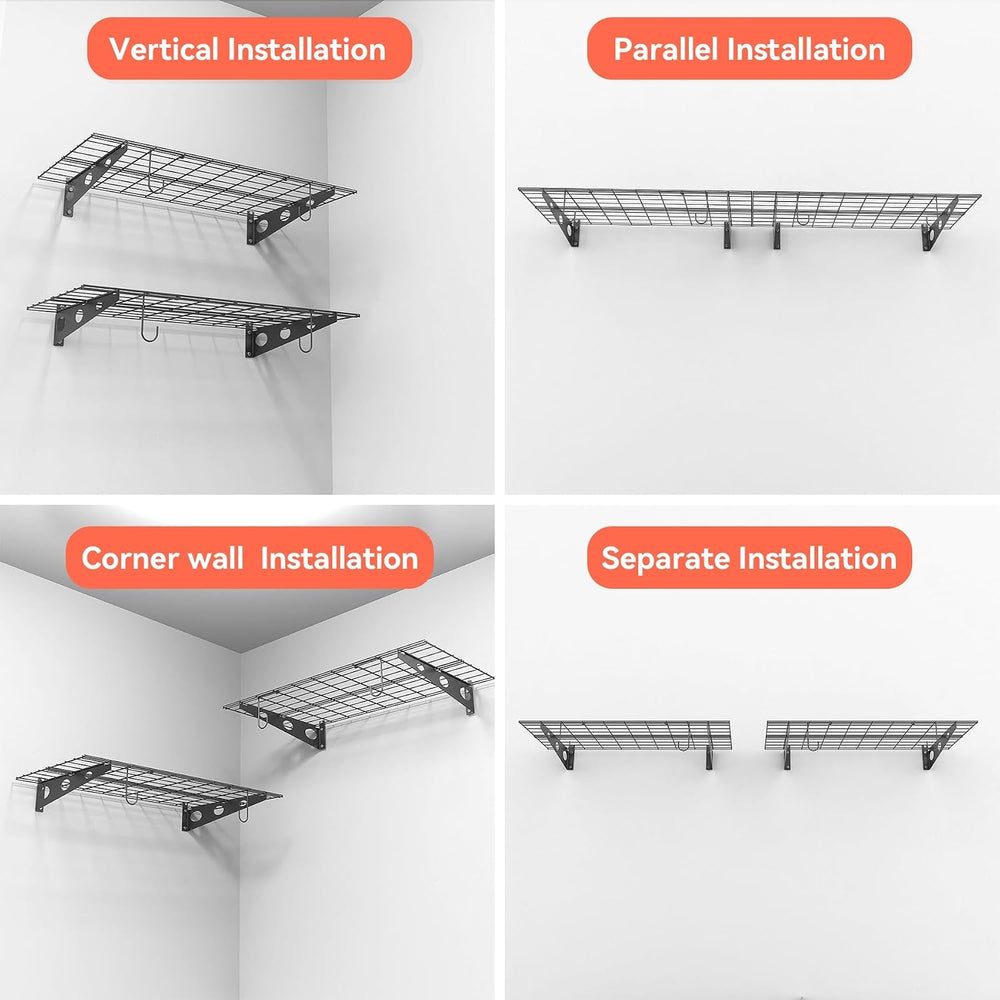 TORACK Garage 24 x 48 in/2 x 4 ft Wall Shelves, Heavy Duty Wall Mounted Wire ...