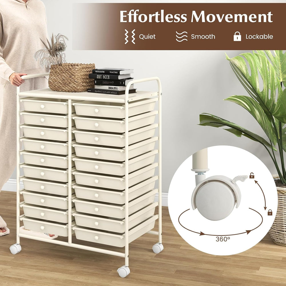 GOFLAME 20-Drawer Rolling Storage Cart, Multifunctional Art Craft Organizer, ...