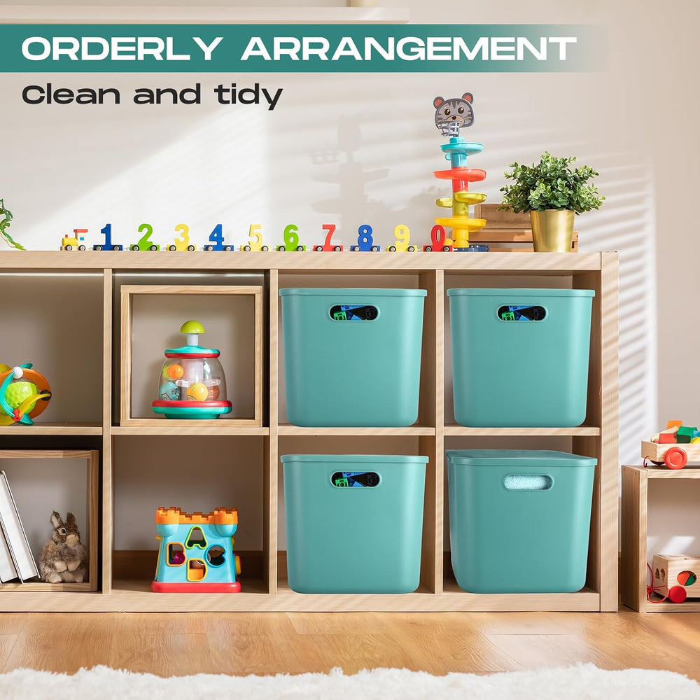 Hoolerry 8 Pieces Storage Bins, 14.2 x 10.2 x 9.5 Inch, Green