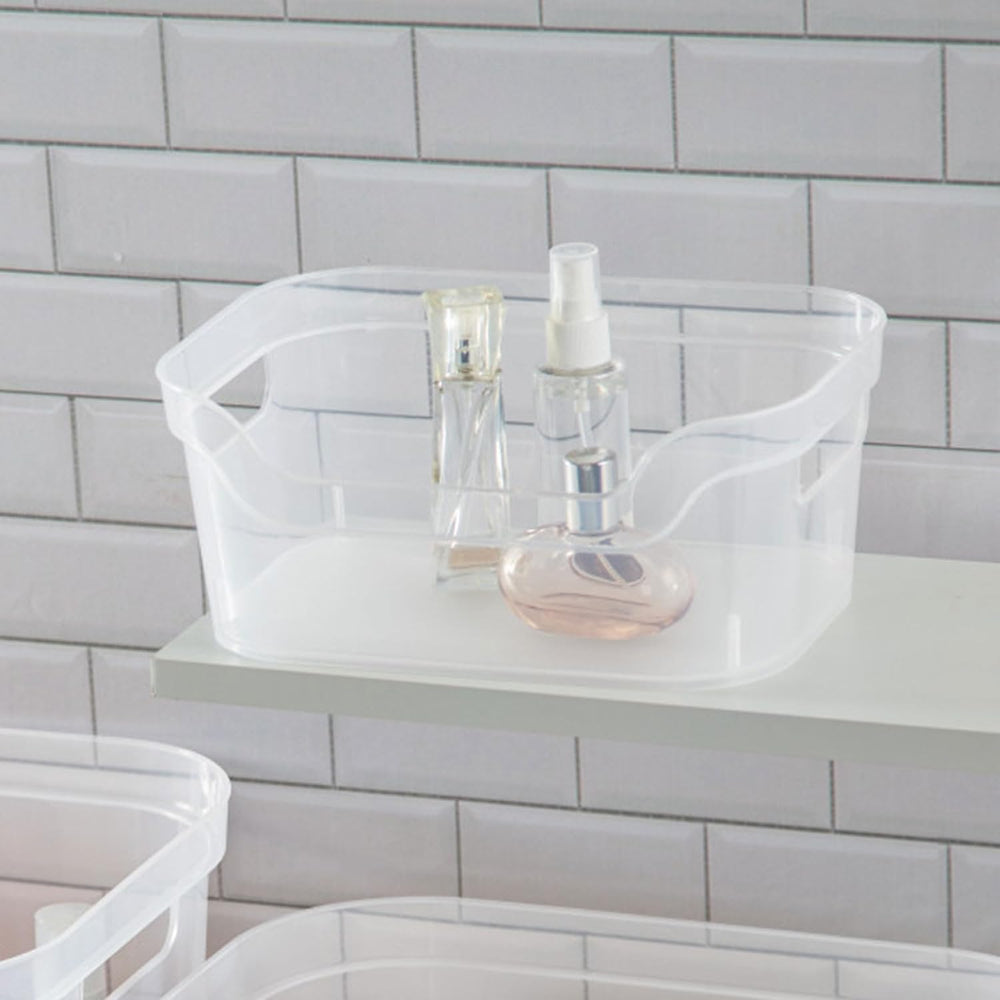 Sterilite 9.5 x 6.5 x 4 Inch Small Open Scoop Front Clear Storage Bin with Co...