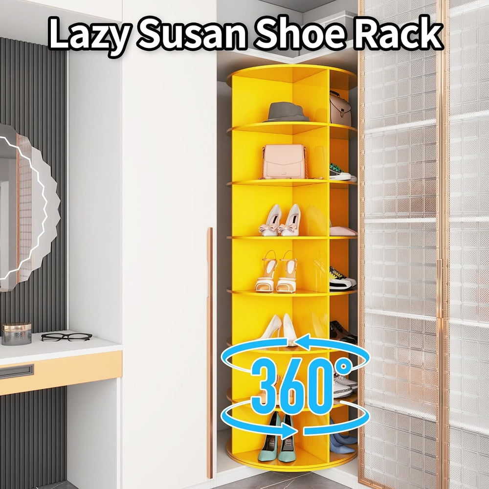 7 Tier Rotating Shoe Rack Tower, Easily Assembled Lazy Susan Shoe Organizer, ...