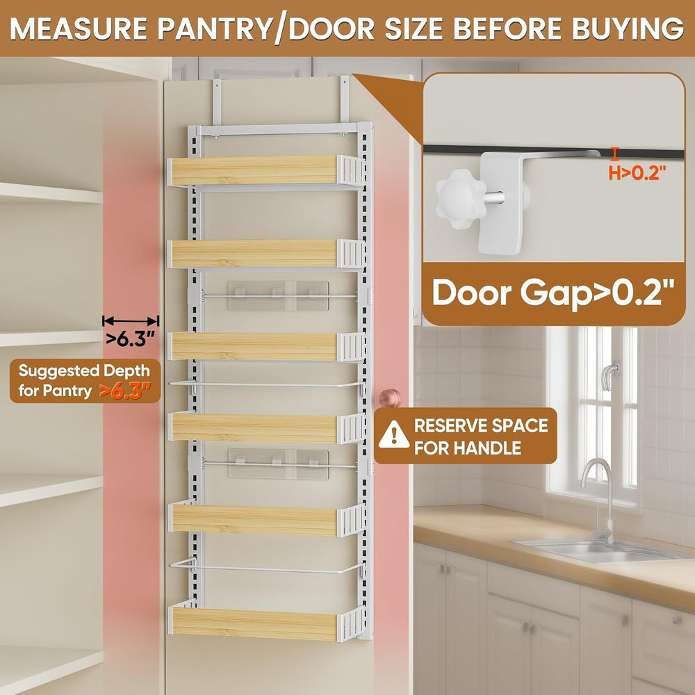 POKIPO 6 Tier Over The Door Pantry Organizer, 2-in-1 Door Hanging or Wall Mou...