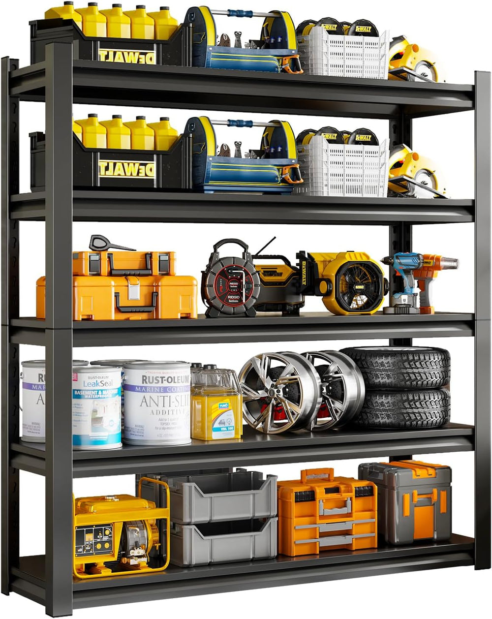 59" W Garage Shelving Unit, Garage Storage Shelves 3000LBS Heavy Duty Sh...
