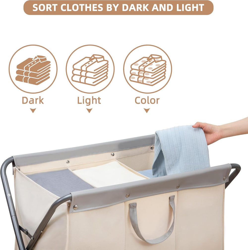 STORAGE MANIAC 160L Collapsible Laundry Hamper with Wheels, Rolling Laundry B...